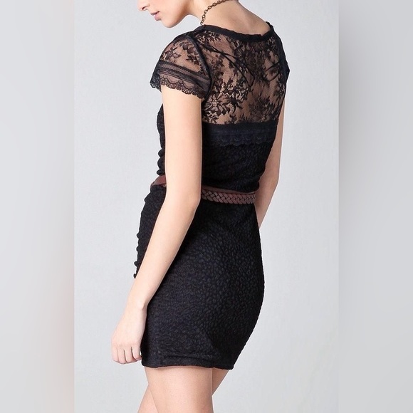 Free People Envy Bodycon Lace Ruched Mini Black Dress Size XS - Picture 4 of 5